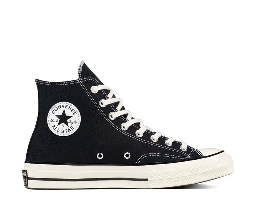 Converse Chuck 70 Classic High Top Black vue latérale — toile épaisse et œillets métal