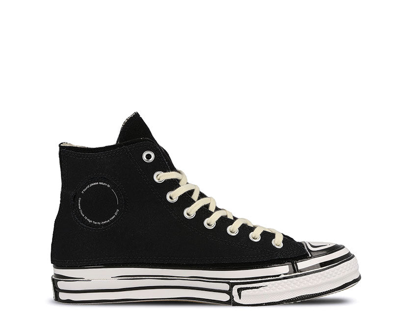 Converse X Joshua Vides CT70 Black/White vista laterale — illustrazioni disegnate a mano