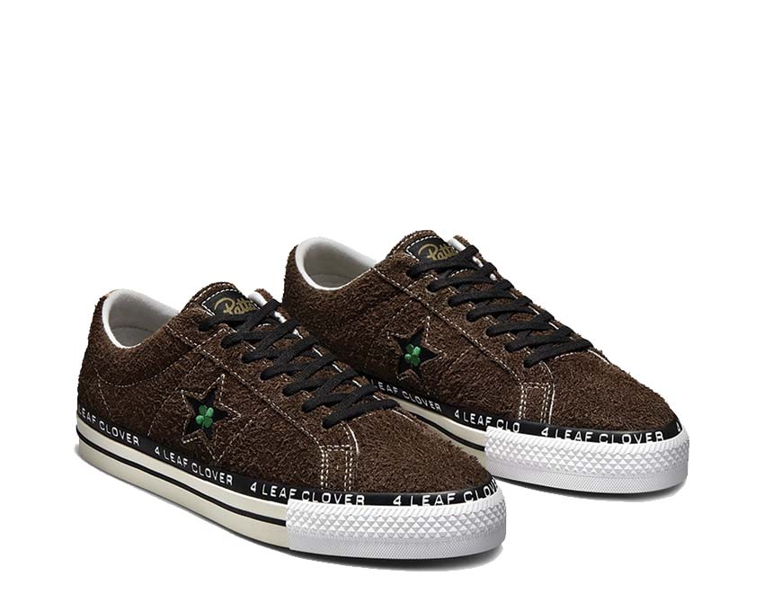 Converse x Patta One Star Pro Java/Burnt Olive vista lateral — ante oliva y logo estrella