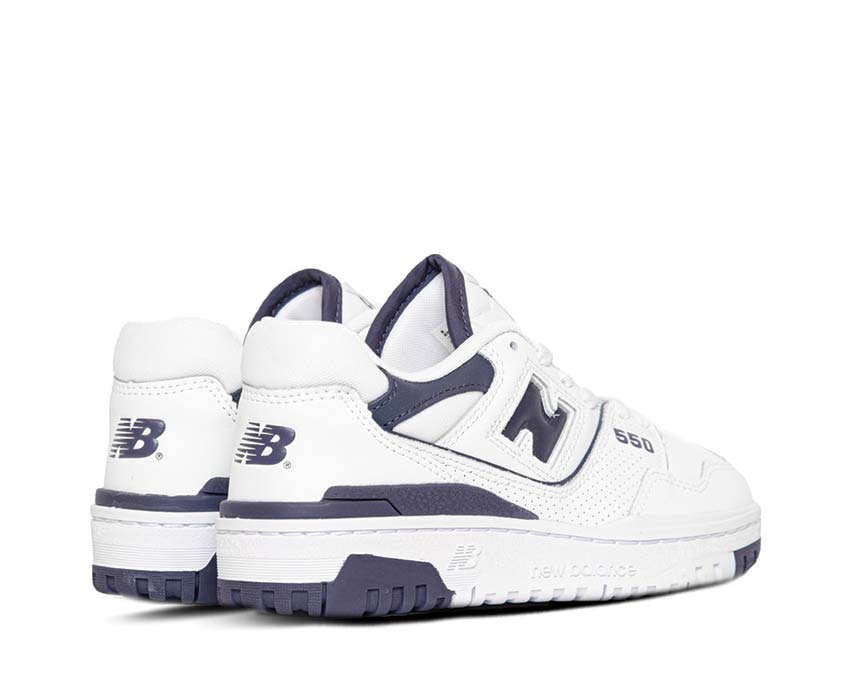 New Balance 550 W White/Navy suola — cupsole basket vintage