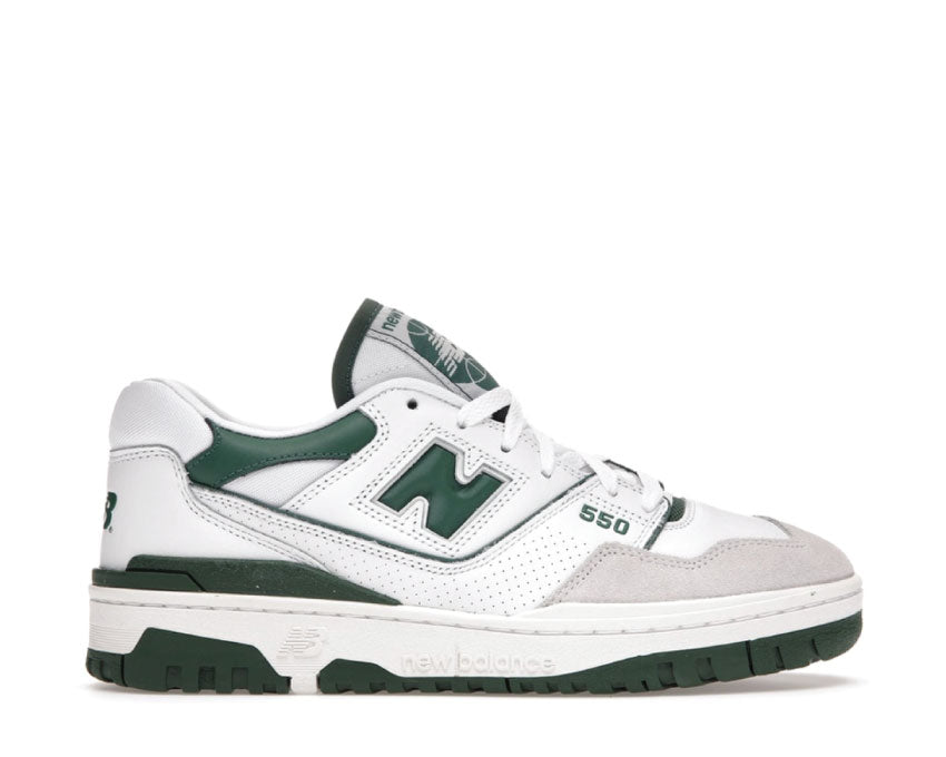 New Balance 550 Blanco/Verde — zapatilla hombre basketball vintage cupsole cuero