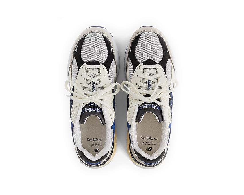 New Balance 990 White/Blue detalle — mesh transpirable made in USA