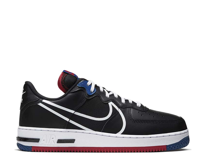 Nike Air Force 1 React Black / White - Gym Red - Gym Blue CT1020-001