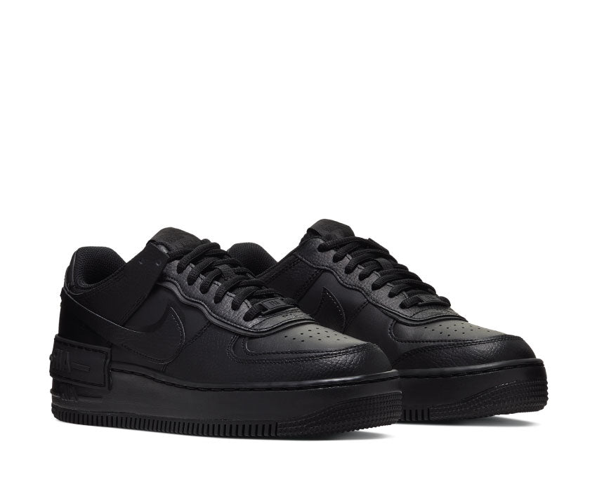 Nike Air Force 1 Shadow Black side view — layered black leather upper