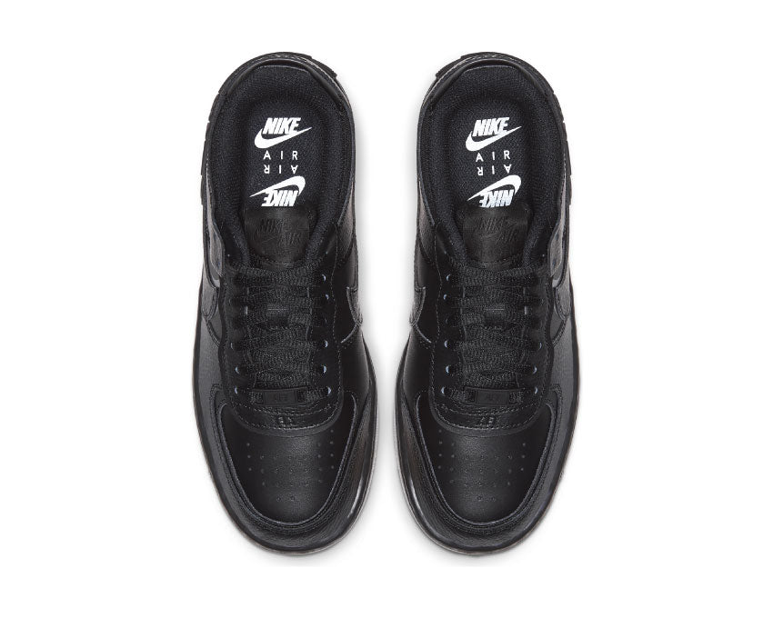 Nike Air Force 1 Shadow Black detail — double black leather Swoosh