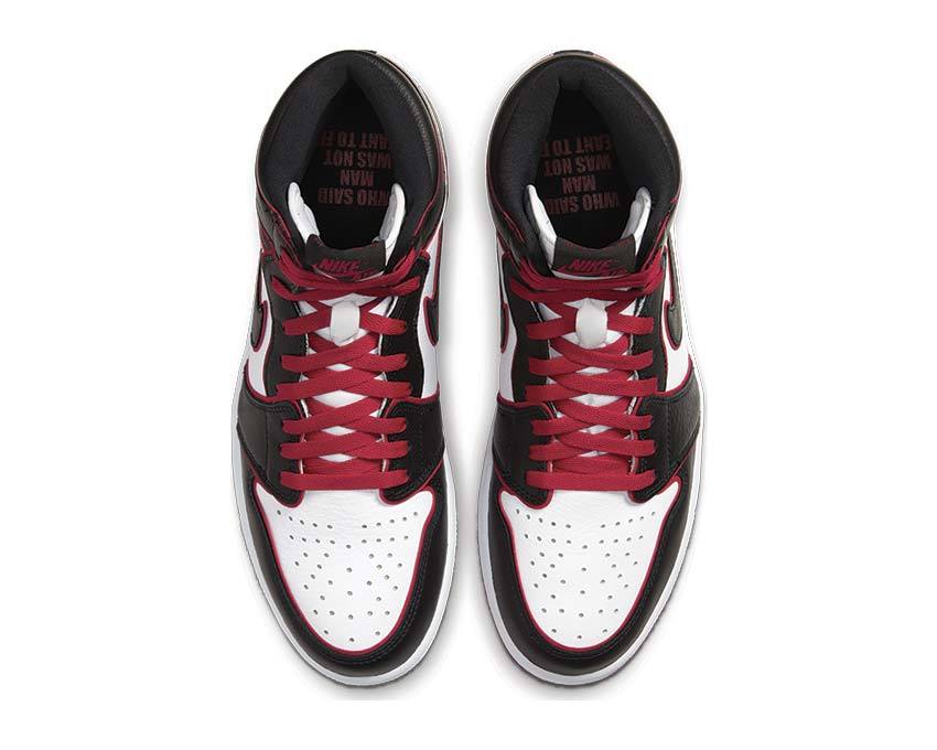 Jordan Air Jordan 1 Retro High OG Bloodlines Black Gym Red White detalle — cuero rojo Gym Red