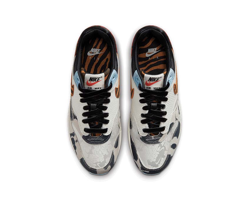Nike Air Max 1 '87 Sail Black Celestine Blue détail — tige cuir bicolore