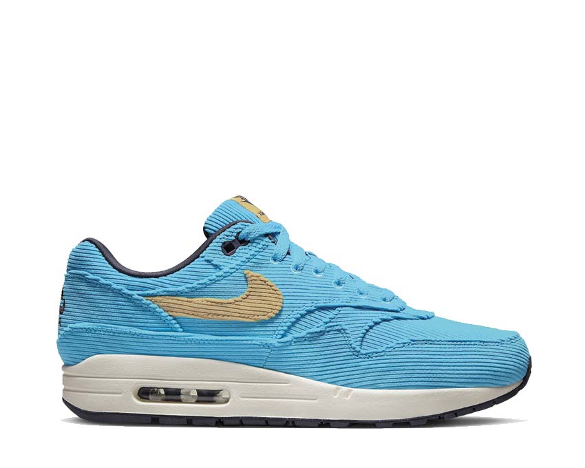 Nike Air Max 1 PRM Baltic Blue Sesame Gridiron — sneaker homme cuir premium