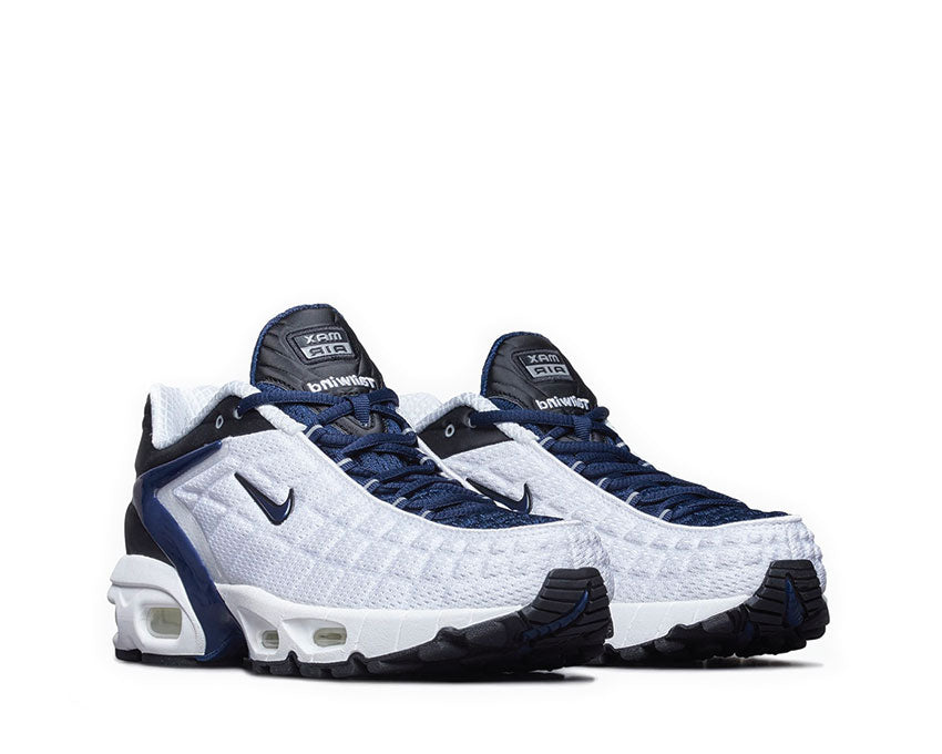 Nike Air Max Tailwind V SP White Midnight Navy side view — technical mesh