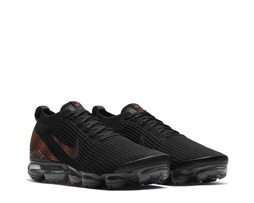 Nike Air Vapormax Flyknit 3 Black Total Orange vue latérale — Flyknit