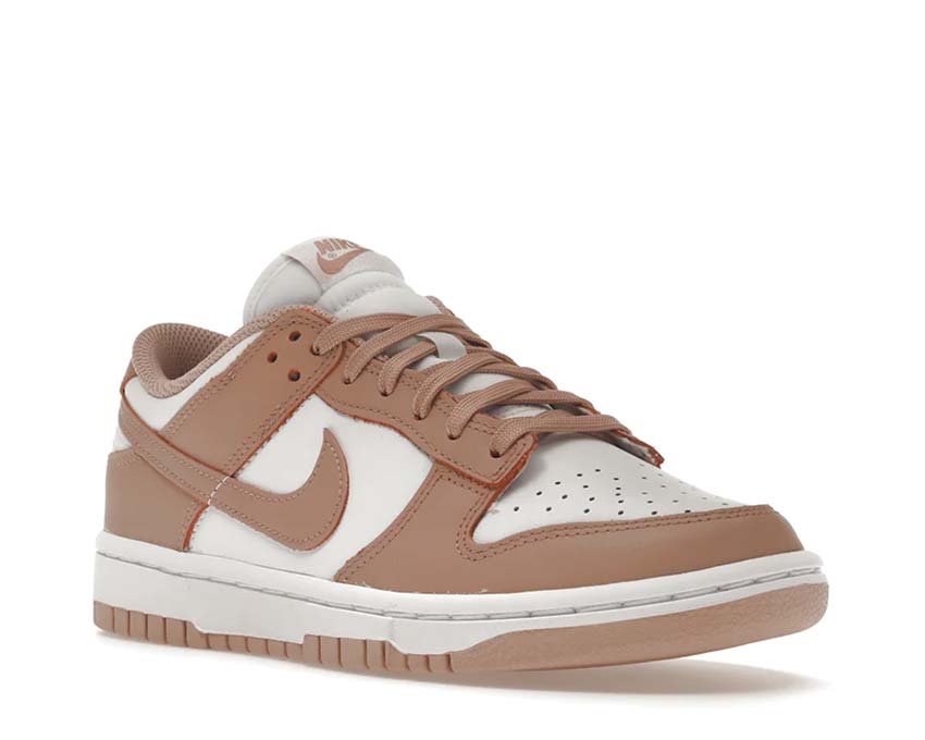 Nike Dunk Low White Rose Whisper vue latérale — cuir blanc rose whisper
