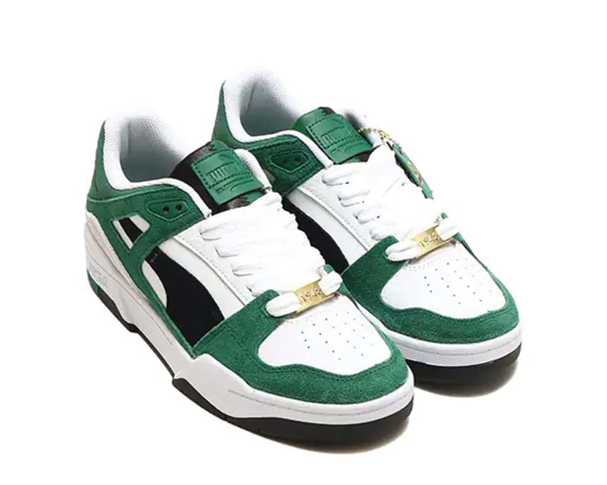 Puma Slipstream Archive Remastered White Vine Black vista lateral — cuero y ante tricolor