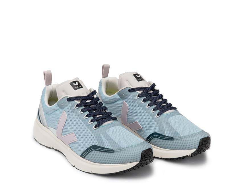 Veja Condor 2 Steel/Parme vista laterale — mesh alveolare traspirante